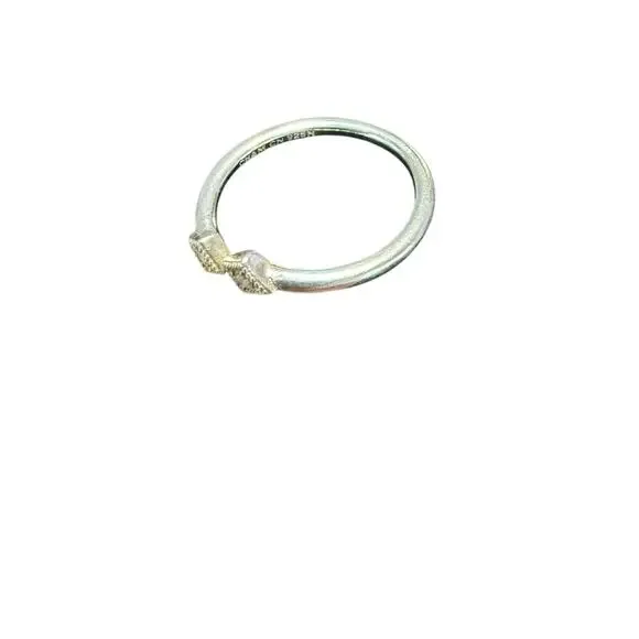 Cham Sterling Silver Double Squares With Milgrain Set Crystals Open Top Size 5 - Picture 8 of 8